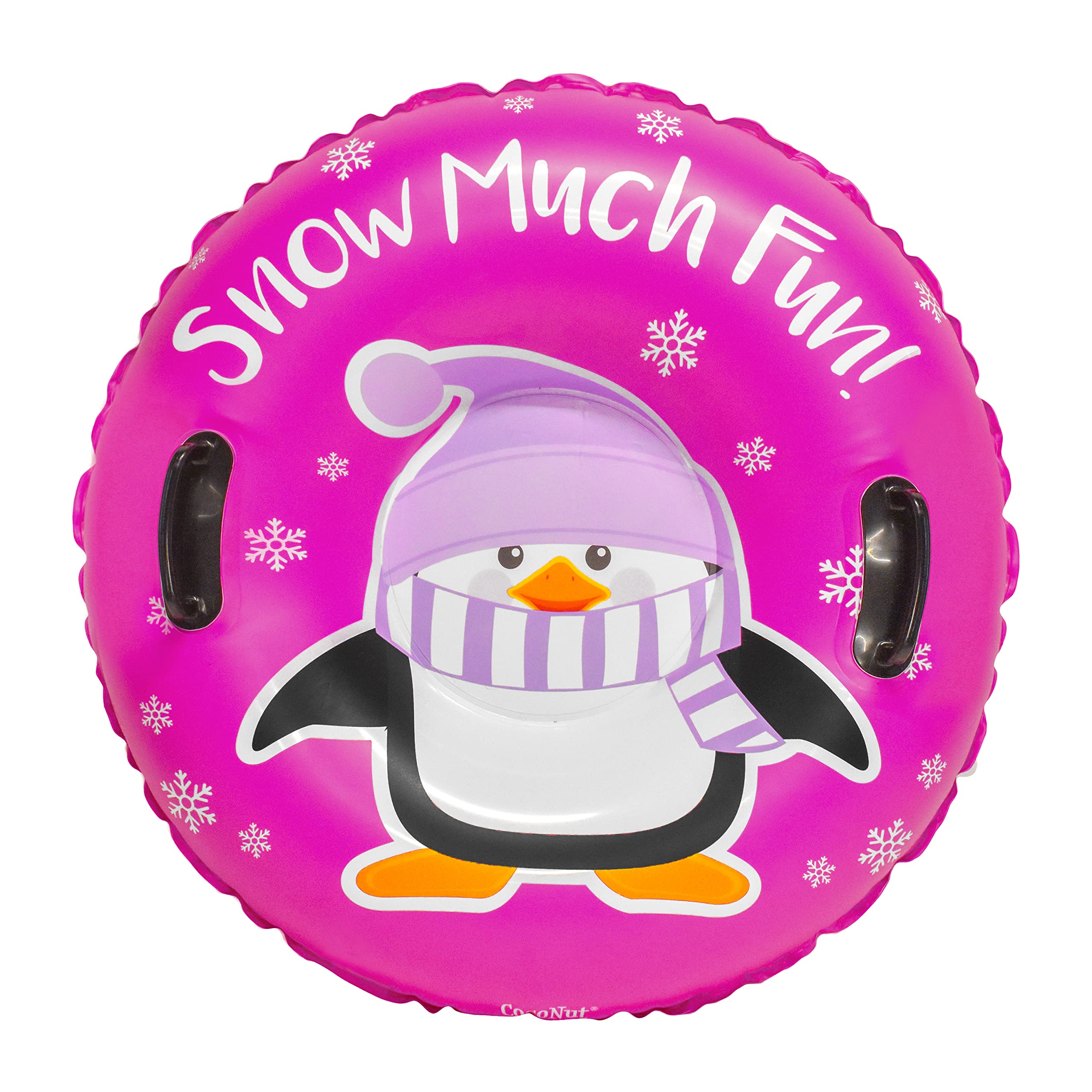 CocoNut Outdoor- 32” Inflatable Penguin Snow Ring- “Snow Much Fun” Heavy Duty Snow Sled with Sturdy Handles for Kids, Teens and Adults-Cold Resistant Toboggan -Lightweight Tube for Boys and Girls