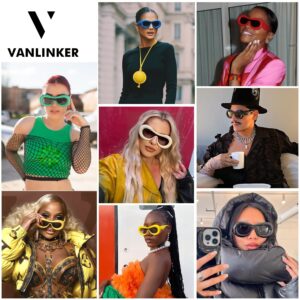 VANLINKER Oversized Thick Inflated Sunglasses Womens Mens Trendy Oval One Peice Glasses Funny Aesthetic Shades VL9729 White