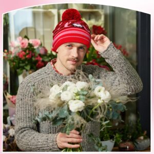 Valentine's Day Love Beanie Hats Heart Pattern Hats Warm Stretch Winter Knit Hat for Men Women Adult Valentine's Day Gifts (Heart,4 Pcs)