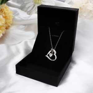 ZELORES 925 Sterling Silver Heart Necklace for Women White Gold Plated CZ Heart Pendant Necklace Birthday Mother's Day Valentine's Day Jewelry Gift (Style 1)