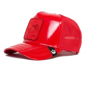 goorin bros. the farm unisex high shine faux leather adjustable snapback trucker hat, big red, one size