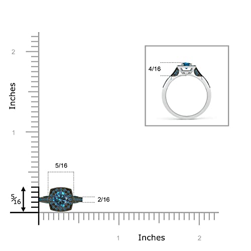 Angara Natural 0.51 Ct Enhanced Blue Diamond Halo Ring for Women in 14K White Gold (Grade-AAA | Size-4.5mm) | Birthday, Engagement, Anniversary Jewelry Gift For Women