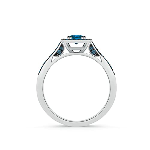 Angara Natural 0.51 Ct Enhanced Blue Diamond Halo Ring for Women in 14K White Gold (Grade-AAA | Size-4.5mm) | Birthday, Engagement, Anniversary Jewelry Gift For Women