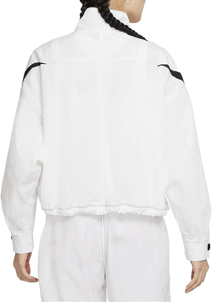 Nike Women's Sportswear Swoosh Repel Oversized Jacket Size (as1, alpha, s, regular, regular, White/Black Swoosh, Small)