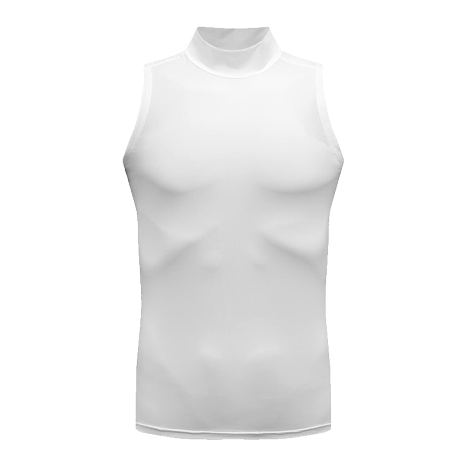 Compression Shirt Men Fitness Compression Tank Top Sleeveless Shirt Quick Dry Bodybuilding Workout Running Vest White M