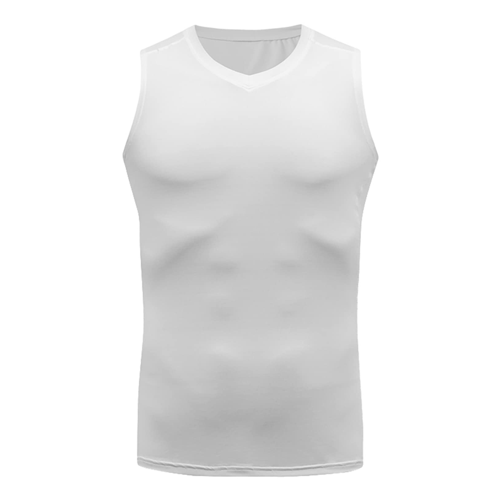 Compression Shirt Men Fitness Compression Tank Top Sleeveless Shirt Quick Dry Bodybuilding Workout Running Vest White M