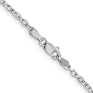 Jewelplus 14K White Gold Chain - 2.2mm Diamond-Cut Cable Chain Necklace - 24", Exquisite Round Design, Ideal for Layering, Premium Polished Finish, Strong Lobster Clasp