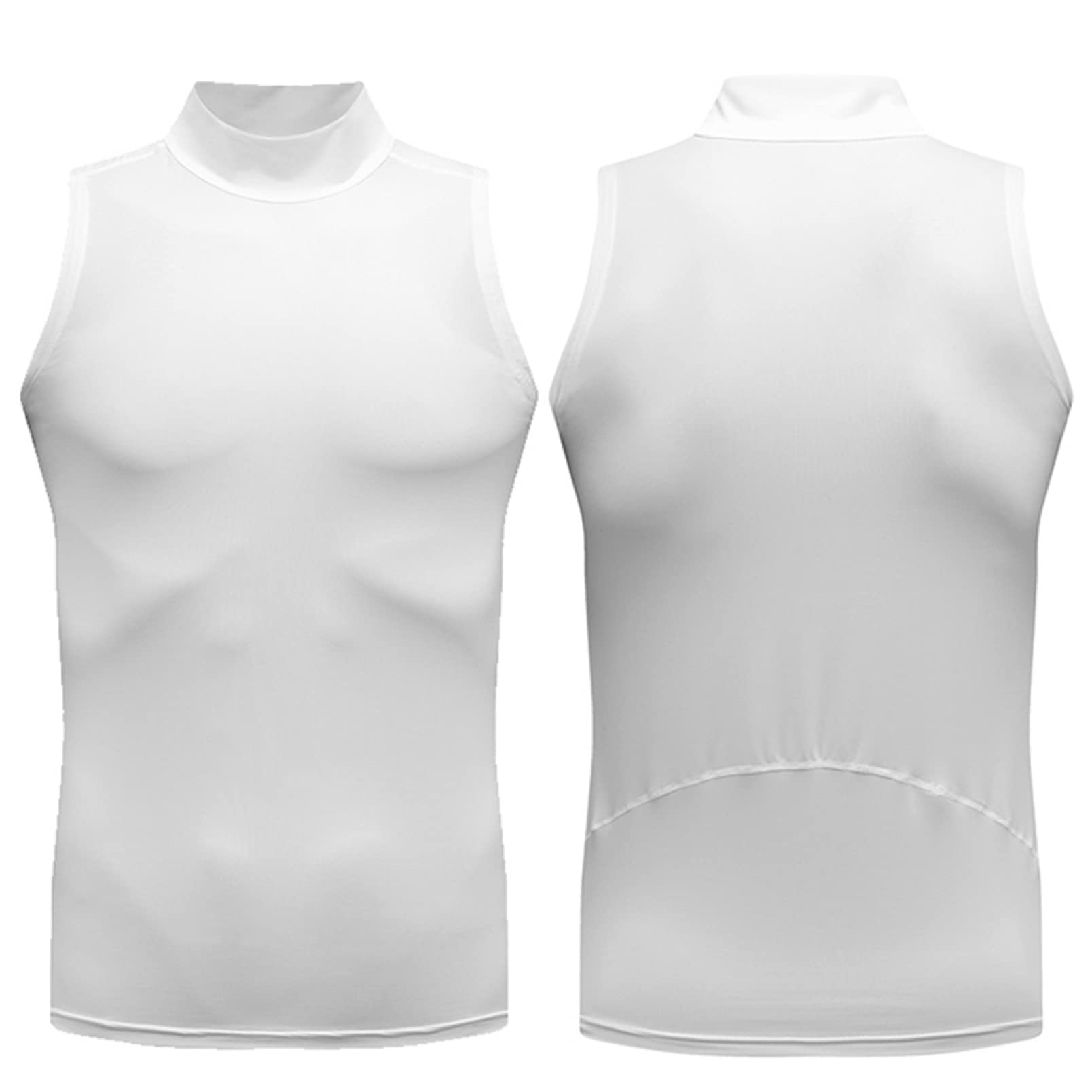 Compression Shirt Men Fitness Compression Tank Top Sleeveless Shirt Quick Dry Bodybuilding Workout Running Vest White M