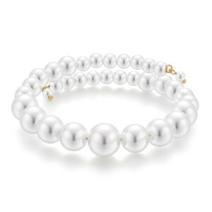 Round Imitation Pearl Bracelet for Women Pearl Open Bracelet Pearl Necklace Accessories Jewelry Gift for Women,White