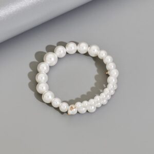 Round Imitation Pearl Bracelet for Women Pearl Open Bracelet Pearl Necklace Accessories Jewelry Gift for Women,White