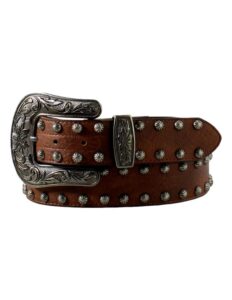 ariat western belt womens floral nailheads antique m brown a1561002