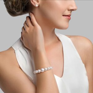 Round Imitation Pearl Bracelet for Women Pearl Open Bracelet Pearl Necklace Accessories Jewelry Gift for Women,White