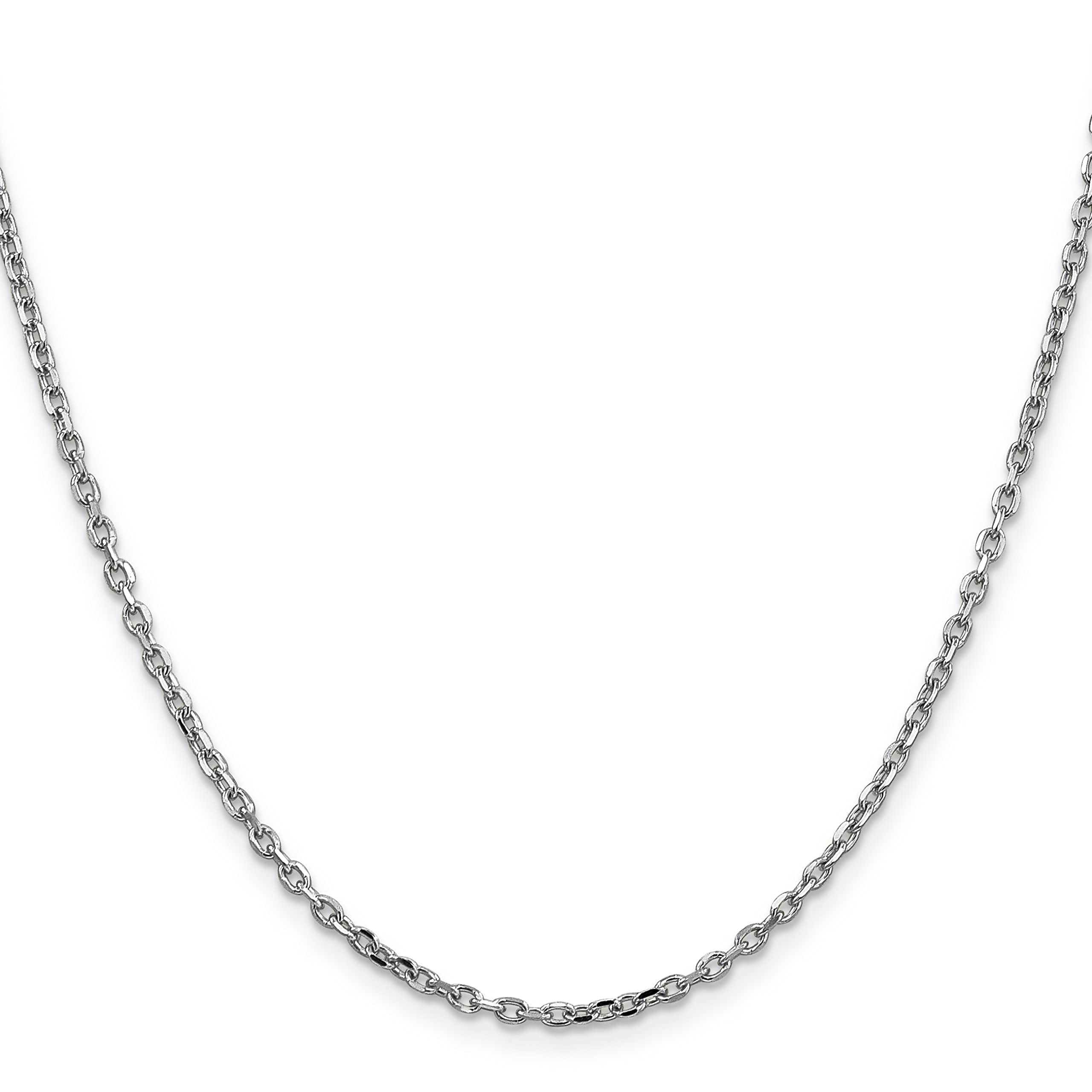 Jewelplus 14K White Gold Chain - 2.2mm Diamond-Cut Cable Chain Necklace - 24", Exquisite Round Design, Ideal for Layering, Premium Polished Finish, Strong Lobster Clasp