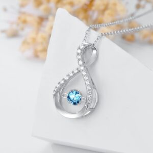 Infinity Pendant Necklace for Women 925 Sterling Silver Sparkle Birthstone Necklaces Anniversary Birthday Fine Jewelry Gifts for Women 18"-20"