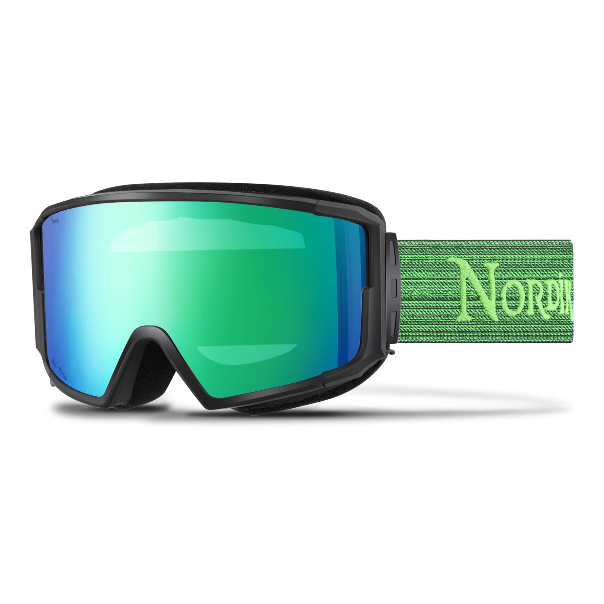 Nordik Viking Heated Ski Goggles Winter Snow Goggle ((Matte Black/Green Lens)