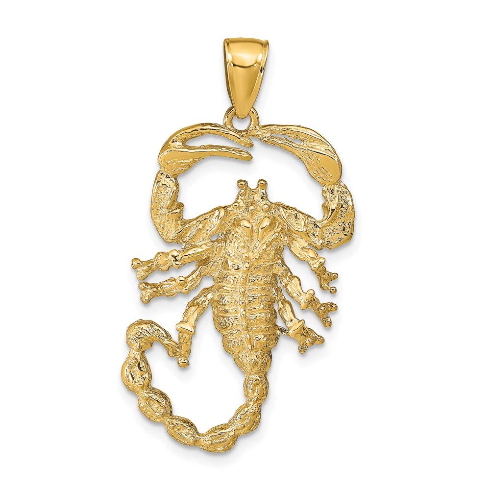 Jewelplus 14K Yellow Gold Solid 39x19mm Polished Open-Back Scorpion Pendant