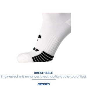 Brooks Ghost Lite Crew Socks I Performance Running, Comfort Fit with Arch Support for Men & Women (2-Pack Set) - White - Large