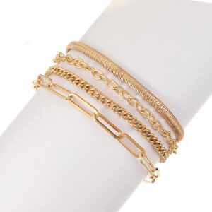 ANYILVTULI Gold Chain Bracelets for Women Snakebone Bracelets Simple Bracelets