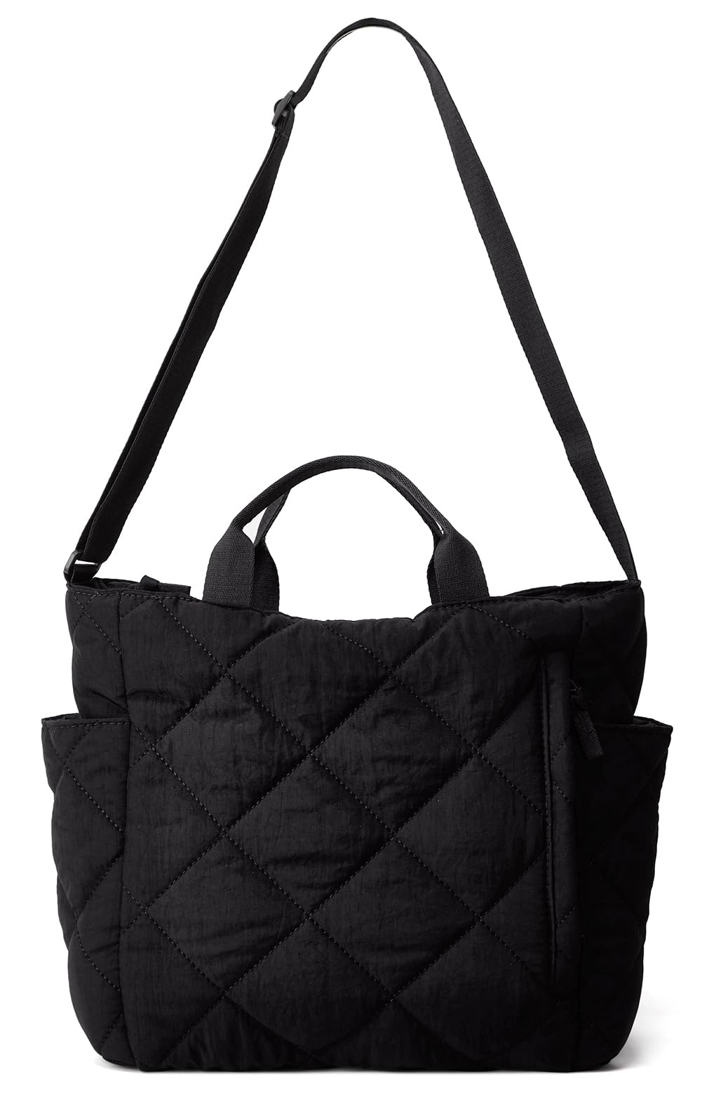 Women Quilted Tote Bag Puffer Hobo Handbag Lightweight Padding Shoulder Bag Nylon Padded Crossbody Purse Black One Size