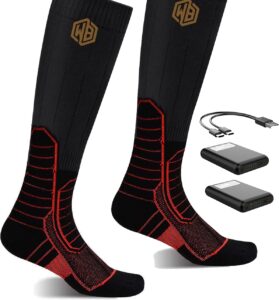 4000mah rechargeable heated socks, electric socks for men women, foot warmers for women hunting skiing cycling camping hiking ski sock - xl