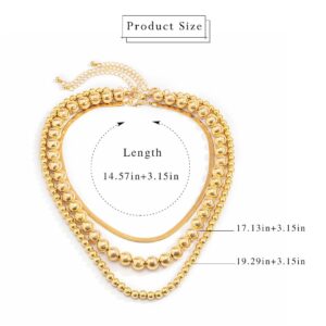 Sixexey Gold Beaded Necklace Layered Necklaces Beads Ball Chain Necklace Jewelry for Women