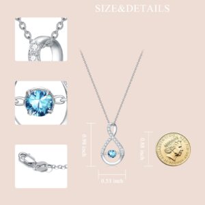 Infinity Pendant Necklace for Women 925 Sterling Silver Sparkle Birthstone Necklaces Anniversary Birthday Fine Jewelry Gifts for Women 18"-20"