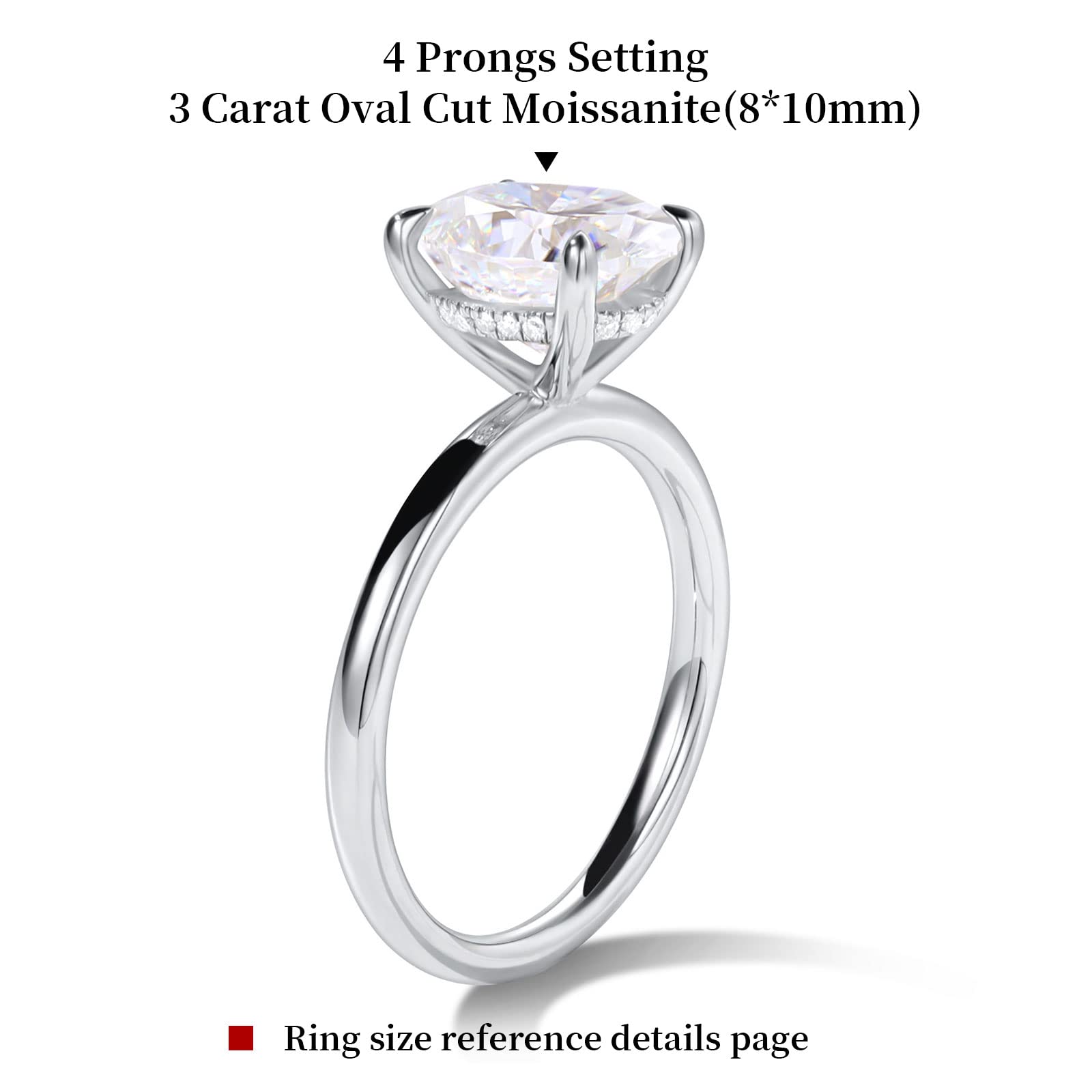 getlove Oval Cut Moissanite Engagement Ring 3ct Moissanite Rings for Women 18K Gold Plated Sterling Silver Solitaire Wedding Ring Lab Created Diamond Ring Gift for Her Size 7