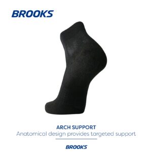 Brooks Ghost Quarter Socks I Performance Running Cushioned Socks with Arch Support for Men & Women - Black - Large