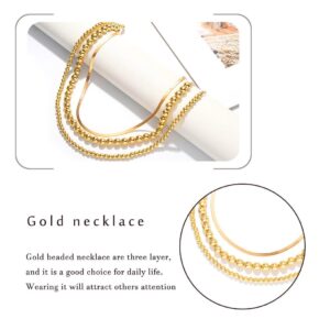 Sixexey Gold Beaded Necklace Layered Necklaces Beads Ball Chain Necklace Jewelry for Women