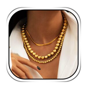 sixexey gold beaded necklace layered necklaces beads ball chain necklace jewelry for women