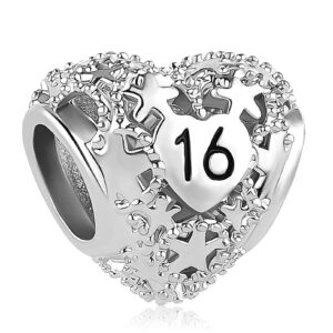 nartgo heart sparkling star sweet 16 birthday charm compatible with pandora charms bracelets