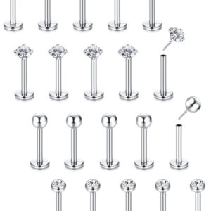 FIBO STEEL 16G Threadless Push in Lip Rings for Women Surgical Steel Nose Rings Studs Labret Monroe Tragus Helix Cartilage Earrings Medusa Piercing Jewelry 8mm