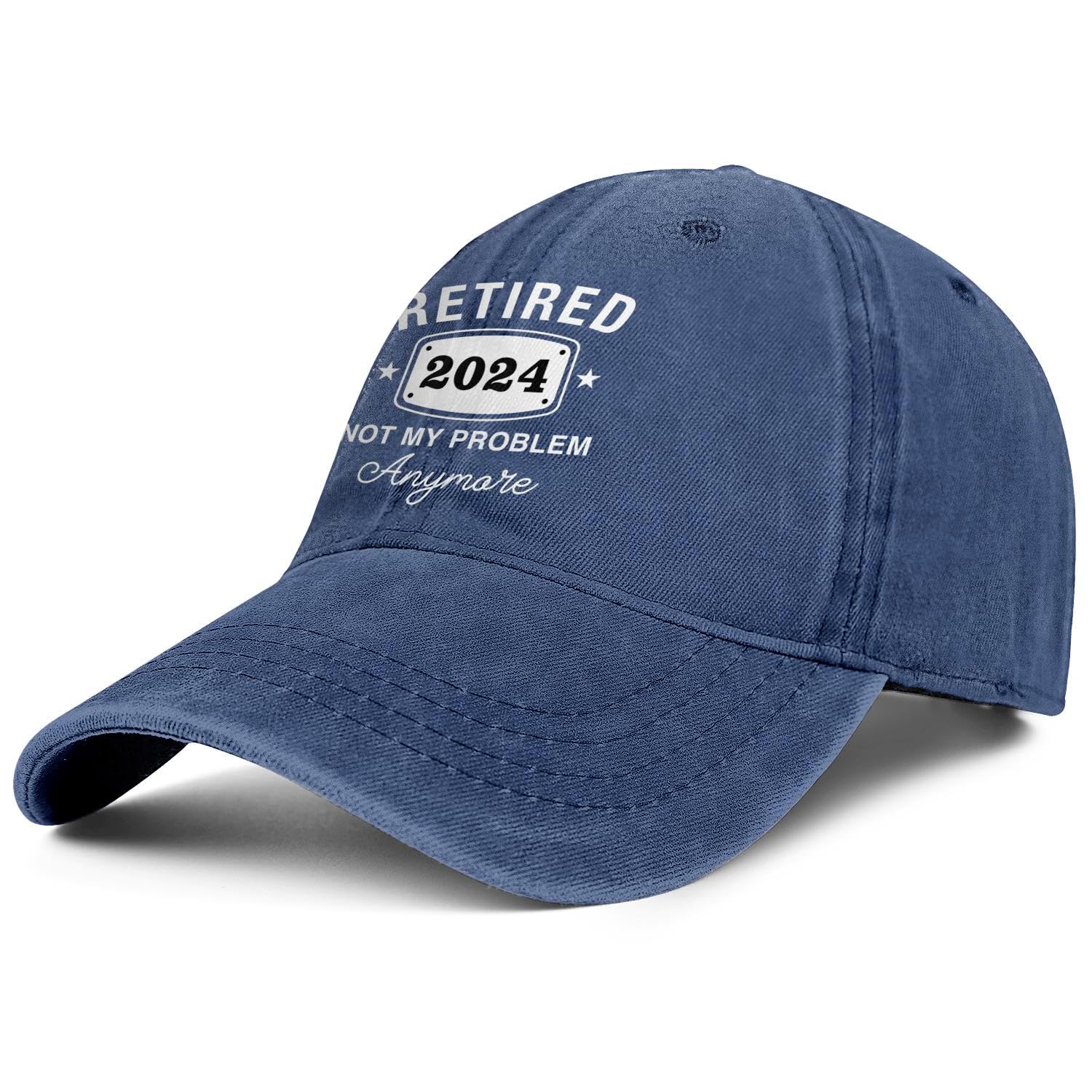 Retirement Gifts for Men Women Hat Retired 2024 Not My Problem Anymore Baseball Cap Blue