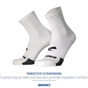 Brooks Ghost Lite Crew Socks I Performance Running, Comfort Fit with Arch Support for Men & Women (2-Pack Set) - White - Large