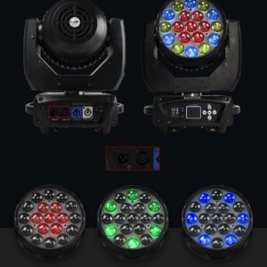 SHEHDS Moving Head Light LED 19x15W RGBW 4in1 Beam/Wash/Zoom Effect Stage Lights Professional DMX512 & Sound Activated Control DJ Lights for Party Wedding Disco and Nightclub - 1 Pack