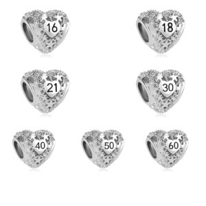 NARTGO Heart Sparkling Star Sweet 16 Birthday Charm Compatible with Pandora Charms Bracelets