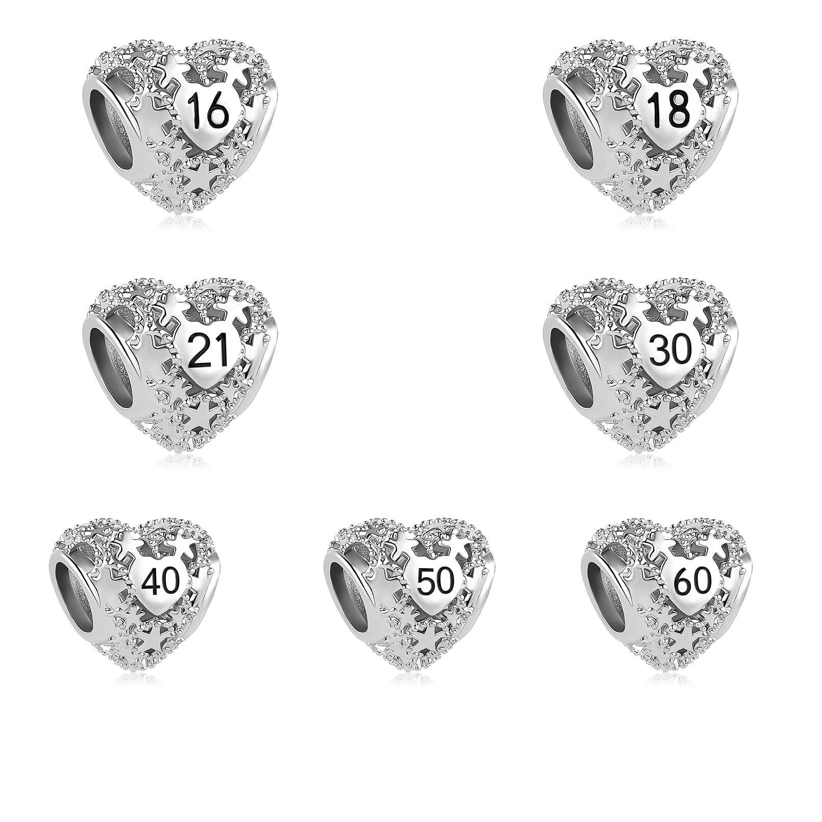 NARTGO Heart Sparkling Star Sweet 16 Birthday Charm Compatible with Pandora Charms Bracelets