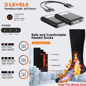 4000mah Rechargeable Heated Socks, Electric Socks for Men Women, Foot Warmers for Women Hunting Skiing Cycling Camping Hiking Ski Sock - XL