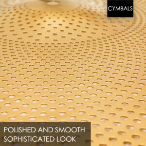 Low Volume Cymbal Pack, Quiet Cymbal Set 14''/16''/18''/20'' (5 Pcs, Matte Golden) | FREE Cymbal Bag included