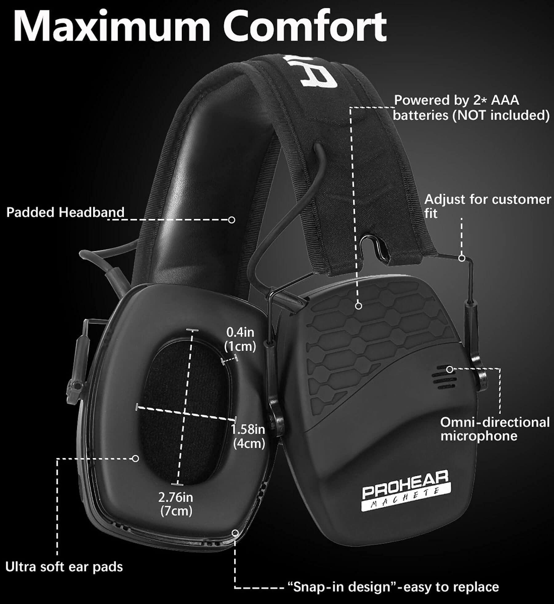 PROHEAR 030 Bluetooth 5.0 Electronic Shooting Muffs Digital Electronic Shooting Ear Protection