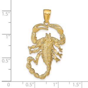 Jewelplus 14K Yellow Gold Solid 39x19mm Polished Open-Back Scorpion Pendant