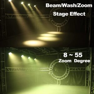 SHEHDS Moving Head Light LED 19x15W RGBW 4in1 Beam/Wash/Zoom Effect Stage Lights Professional DMX512 & Sound Activated Control DJ Lights for Party Wedding Disco and Nightclub - 1 Pack