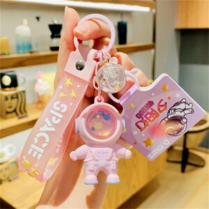 Vlmazlm Pretty keychains Astronaut Kawaii Key Chain with Sunset Light, Astronaut Cute Keychains Pendant Car Keychains (pink)