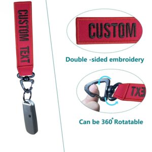 Graceful life Personalized keychain,Customizable name number tag with key ring, Key Chain Holder accessories, embroidery keytag for luggage (Rotating keychain)