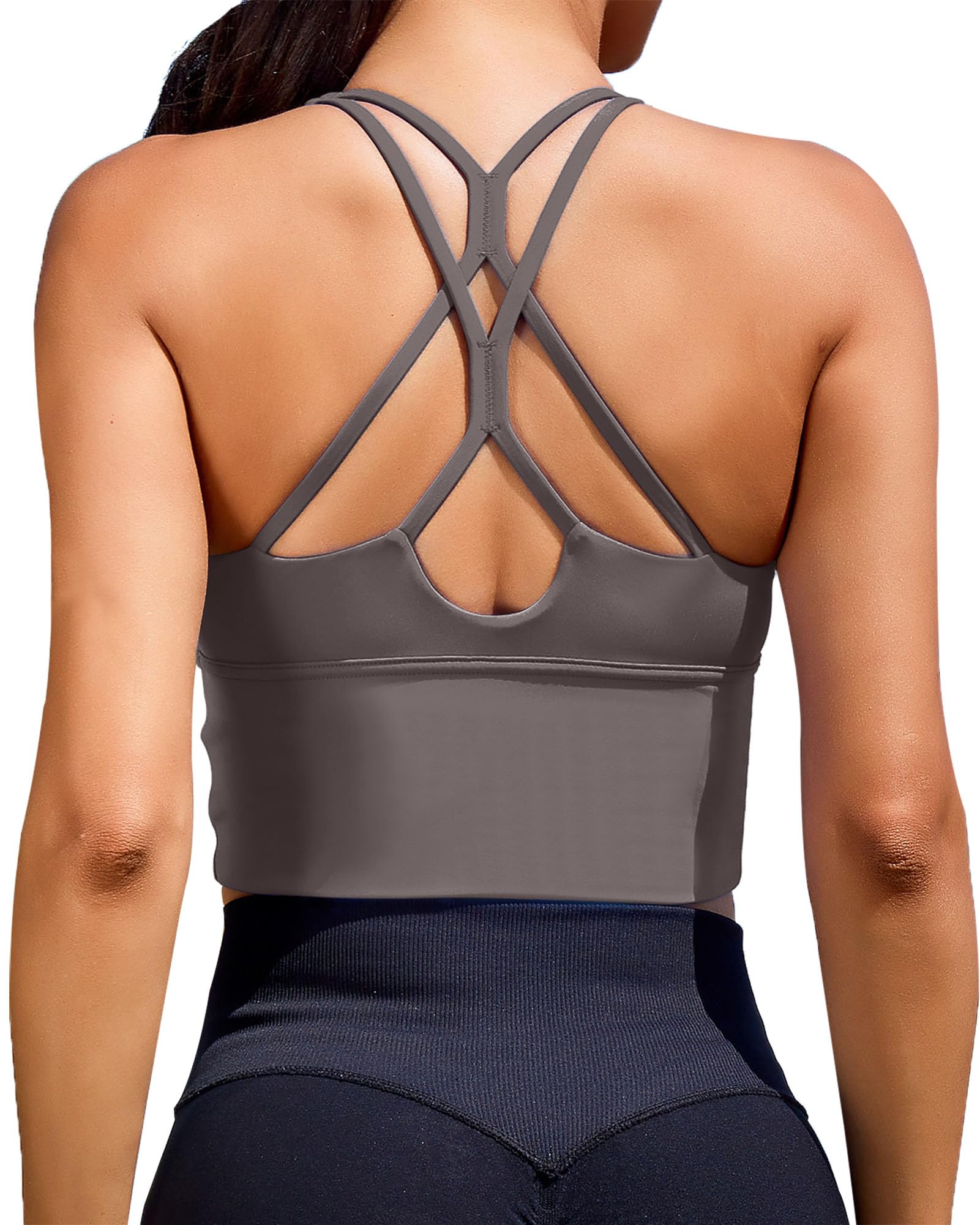 XUNYU Women Sports Bras Longline Fitness Crop Tops Tank Gym Camisole Strappy Criss Cross Yoga Workout Running Shirts