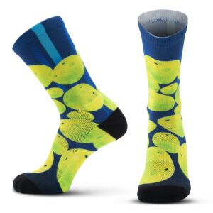 tribestores crew pickleball socks - moisture-wicking men's athletic socks for pickleball, tennis, running, workout, hiking, cycling - poly nylon blue tube socks for men and women (small - medium)