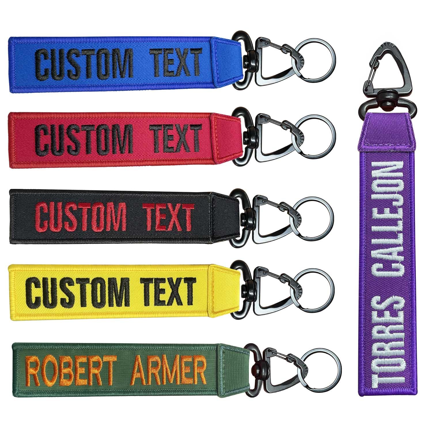 Graceful life Personalized keychain,Customizable name number tag with key ring, Key Chain Holder accessories, embroidery keytag for luggage (Rotating keychain)