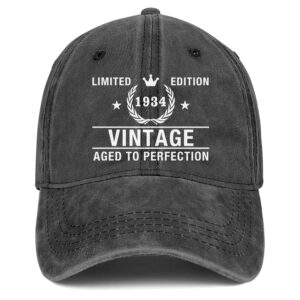 90th Birthday Gifts for Men Women Hats Vintage 1934 Baseball Cap Gift Ideas Black