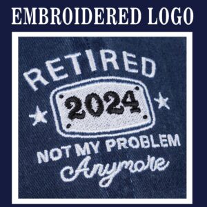 Retirement Gifts for Men Women Hat Retired 2024 Not My Problem Anymore Baseball Cap Blue