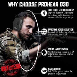 PROHEAR 030 Bluetooth 5.0 Electronic Shooting Muffs Digital Electronic Shooting Ear Protection